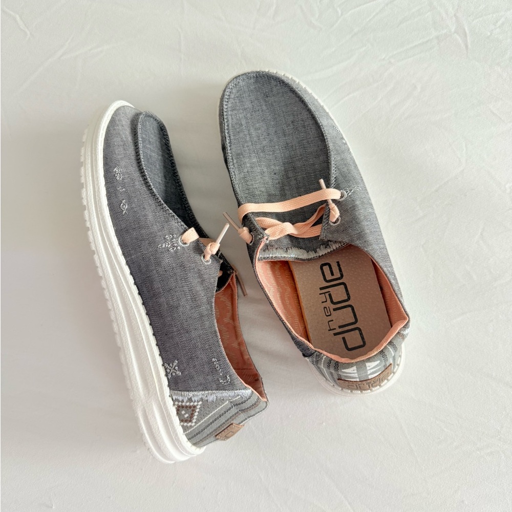 Hey Dude Women’s Gray and White Slip-On
